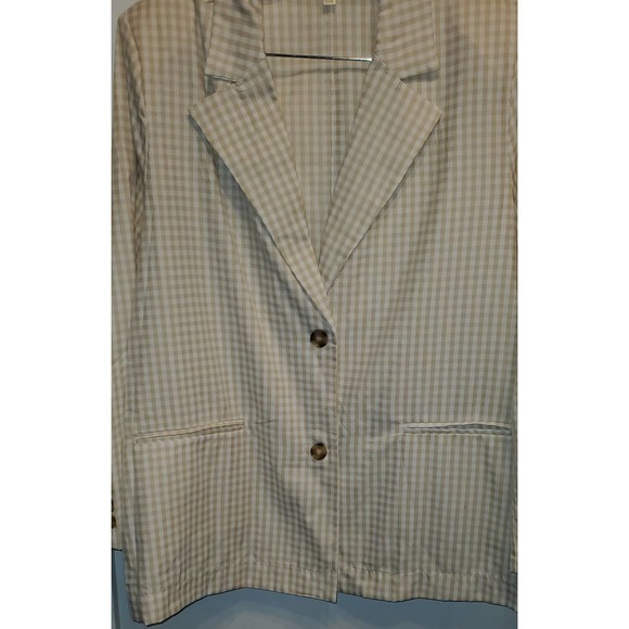 Cyrus Women's Taupe 2 Button Front Closure Gingham Blazer Size xl - Picture 7 of 15